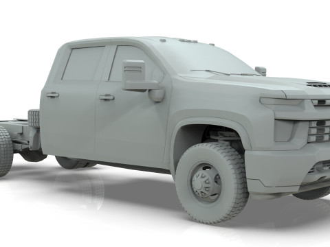 Silverado 3500 HD crewcab 2021 Low-poly 3D Model