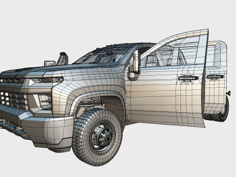 Silverado 3500 HD crewcab 2021 Low-poly 3D Model