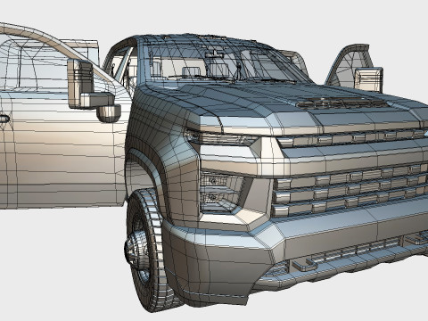 Silverado 3500 HD crewcab 2021 Low-poly 3D Model