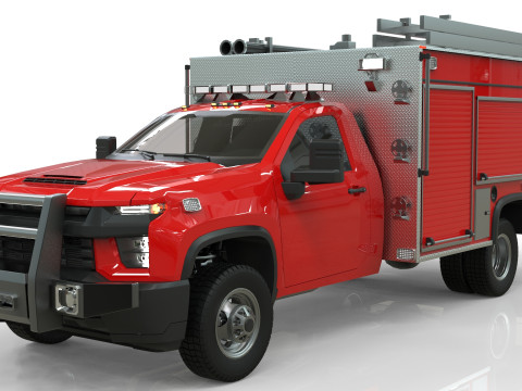 Silverado 2021 FIRETRUCK singlecab Low-poly 3D 모델