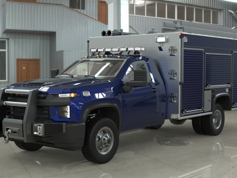 Silverado 2021 FIRETRUCK singlecab Low-poly 3D मॉडल