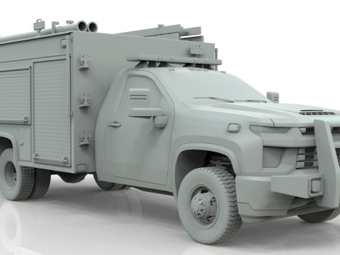 Silverado 2021 FIRETRUCK singlecab Low-poly 3D मॉडल