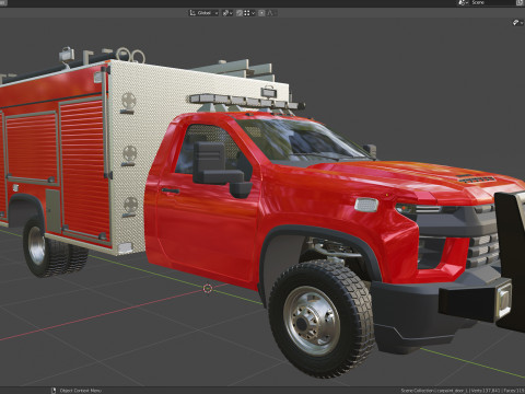Silverado 2021 FIRETRUCK singlecab Low-poly 3D मॉडल