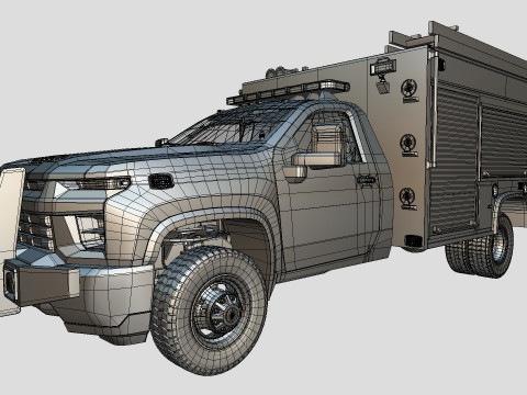 Silverado 2021 FIRETRUCK singlecab Low-poly 3D मॉडल