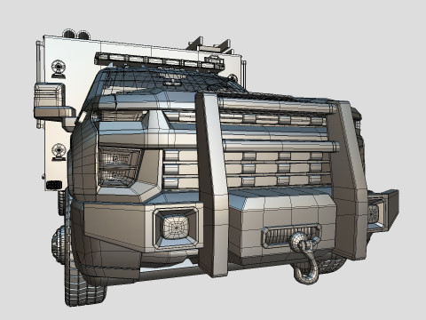 Silverado 2021 FIRETRUCK singlecab Low-poly 3D मॉडल