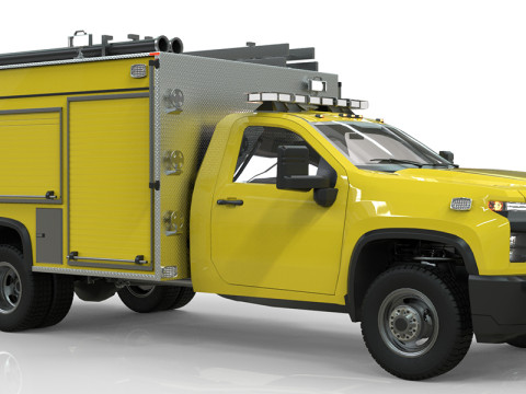 Silverado 2021 FIRETRUCK singlecab Low-poly 3D मॉडल