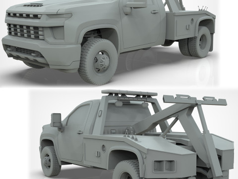 Silverado Wrecker Tow Truck 2021 Low-poly 3D 모델