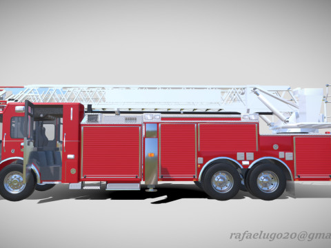 Firetruck Pierce 105 HEAVY-DUTY STEEL AERIAL LADDER Low-poly Modèle 3D