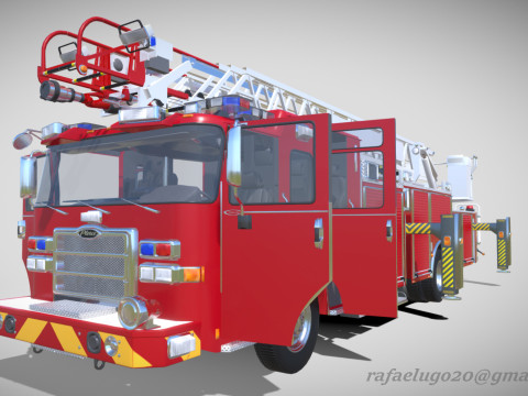 Firetruck Pierce 105 HEAVY-DUTY STEEL AERIAL LADDER Low-poly Modèle 3D