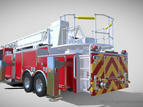 Firetruck Pierce 105 HEAVY-DUTY STEEL AERIAL LADDER Low-poly 3D Model