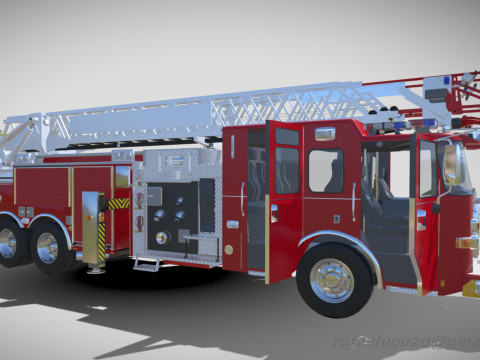 Firetruck Pierce 105 HEAVY-DUTY STEEL AERIAL LADDER Low-poly Modèle 3D