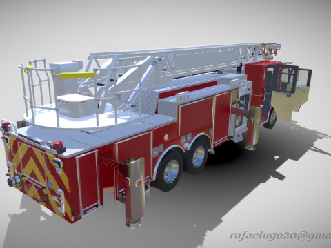 Firetruck Pierce 105 HEAVY-DUTY STEEL AERIAL LADDER Low-poly Modèle 3D