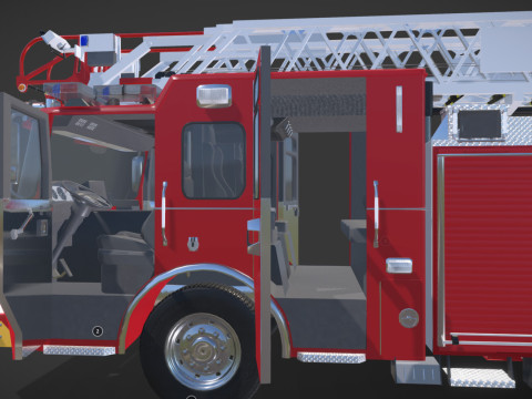 Firetruck Pierce 105 HEAVY-DUTY STEEL AERIAL LADDER Low-poly Modèle 3D