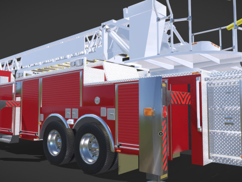 Firetruck Pierce 105 HEAVY-DUTY STEEL AERIAL LADDER Low-poly Modèle 3D