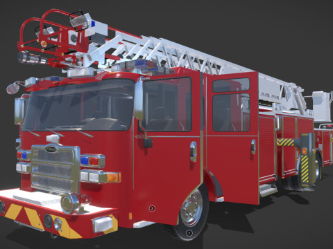 Firetruck Pierce 105 HEAVY-DUTY STEEL AERIAL LADDER Low-poly Modèle 3D