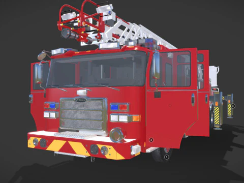 Firetruck Pierce 105 HEAVY-DUTY STEEL AERIAL LADDER Low-poly 3D Model