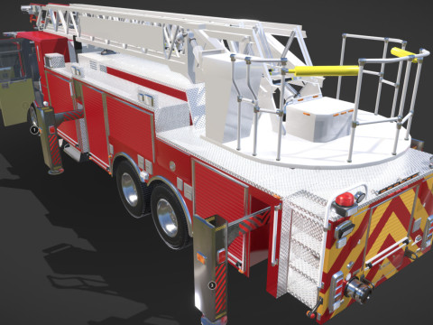 Firetruck Pierce 105 HEAVY-DUTY STEEL AERIAL LADDER Low-poly Modèle 3D