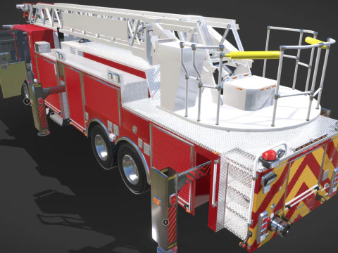 Firetruck Pierce 105 HEAVY-DUTY STEEL AERIAL LADDER Low-poly 3D Model