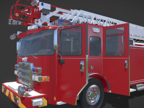 Firetruck Pierce 105 HEAVY-DUTY STEEL AERIAL LADDER Low-poly Modèle 3D