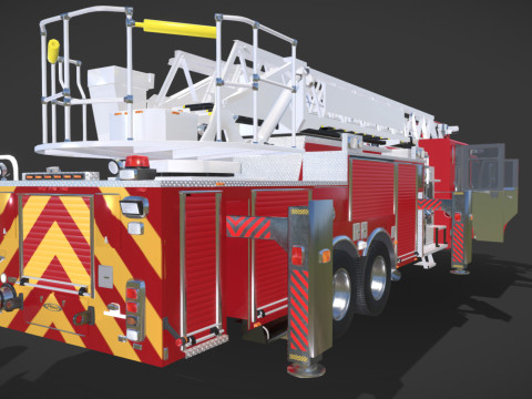 Firetruck Pierce 105 HEAVY-DUTY STEEL AERIAL LADDER Low-poly Modèle 3D
