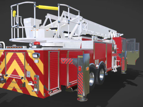 Firetruck Pierce 105 HEAVY-DUTY STEEL AERIAL LADDER Low-poly 3D Model
