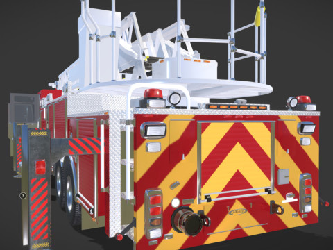 Firetruck Pierce 105 HEAVY-DUTY STEEL AERIAL LADDER Low-poly Modèle 3D