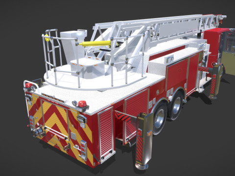Firetruck Pierce 105 HEAVY-DUTY STEEL AERIAL LADDER Low-poly Modèle 3D