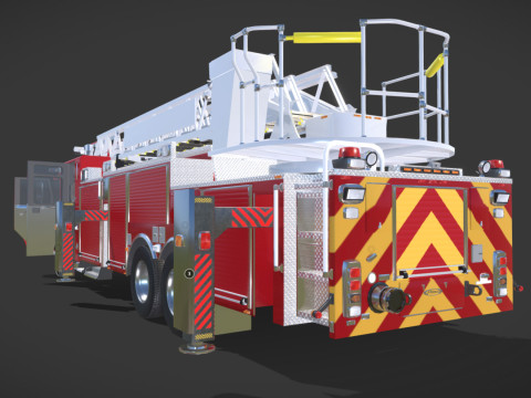 Firetruck Pierce 105 HEAVY-DUTY STEEL AERIAL LADDER Low-poly Modèle 3D
