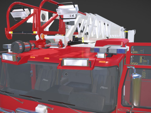 Firetruck Pierce 105 HEAVY-DUTY STEEL AERIAL LADDER Low-poly Modèle 3D