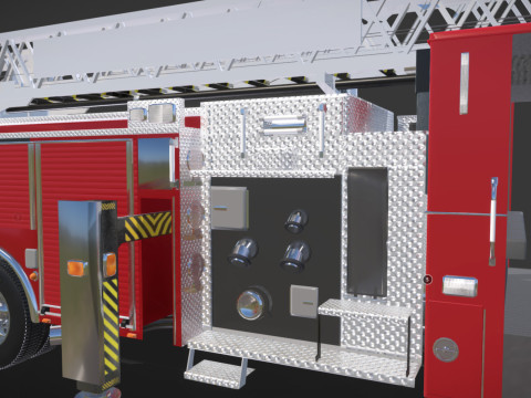 Firetruck Pierce 105 HEAVY-DUTY STEEL AERIAL LADDER Low-poly Modèle 3D