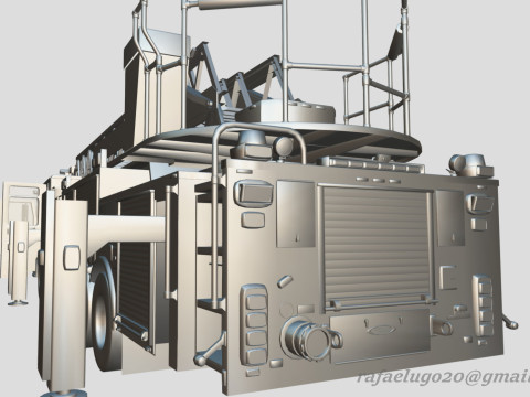 Firetruck Pierce 105 HEAVY-DUTY STEEL AERIAL LADDER Low-poly Modèle 3D
