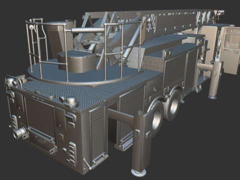 Firetruck Pierce 105 HEAVY-DUTY STEEL AERIAL LADDER Low-poly Modèle 3D