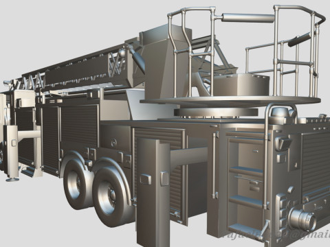 Firetruck Pierce 105 HEAVY-DUTY STEEL AERIAL LADDER Low-poly Modèle 3D