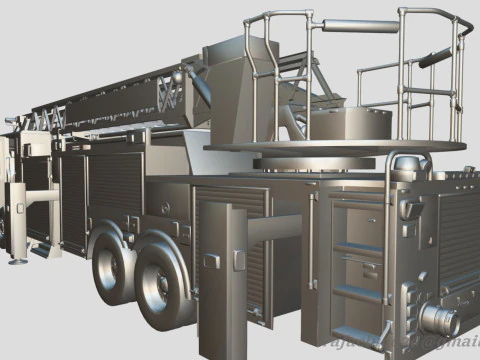 Firetruck Pierce 105 HEAVY-DUTY STEEL AERIAL LADDER Low-poly 3D Model