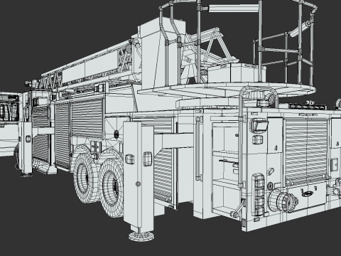 Firetruck Pierce 105 HEAVY-DUTY STEEL AERIAL LADDER Low-poly Modèle 3D