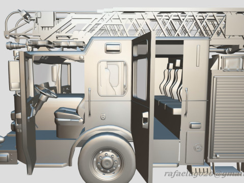 Firetruck Pierce 105 HEAVY-DUTY STEEL AERIAL LADDER Low-poly Modèle 3D