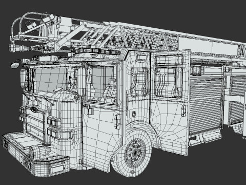 Firetruck Pierce 105 HEAVY-DUTY STEEL AERIAL LADDER Low-poly Modèle 3D