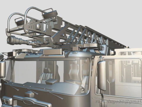 Firetruck Pierce 105 HEAVY-DUTY STEEL AERIAL LADDER Low-poly 3D Model