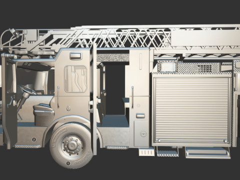 Firetruck Pierce 105 HEAVY-DUTY STEEL AERIAL LADDER Low-poly Modèle 3D