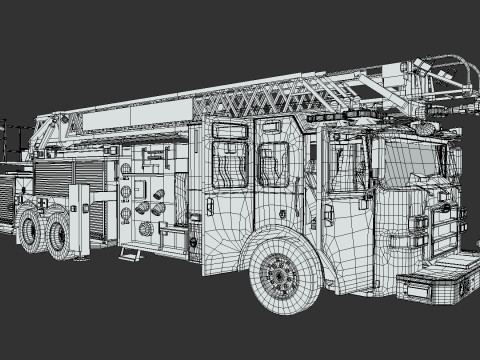 Firetruck Pierce 105 HEAVY-DUTY STEEL AERIAL LADDER Low-poly Modèle 3D