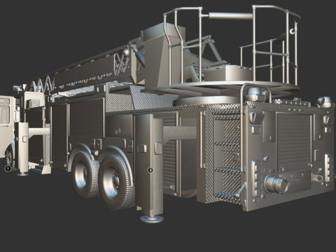 Firetruck Pierce 105 HEAVY-DUTY STEEL AERIAL LADDER Low-poly Modèle 3D