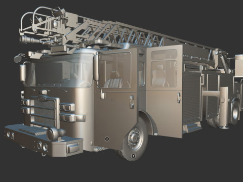 Firetruck Pierce 105 HEAVY-DUTY STEEL AERIAL LADDER Low-poly Modèle 3D
