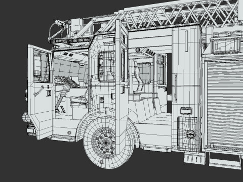Firetruck Pierce 105 HEAVY-DUTY STEEL AERIAL LADDER Low-poly Modèle 3D
