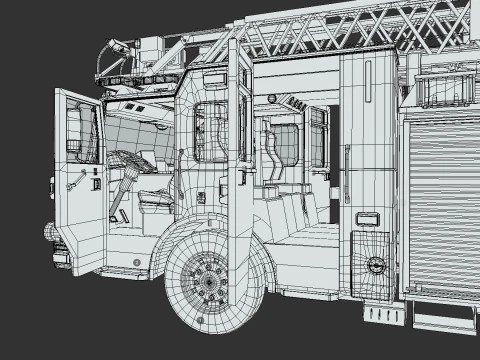 Firetruck Pierce 105 HEAVY-DUTY STEEL AERIAL LADDER Low-poly 3D Model