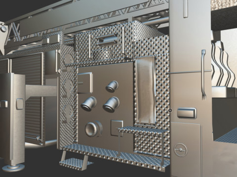 Firetruck Pierce 105 HEAVY-DUTY STEEL AERIAL LADDER Low-poly Modèle 3D