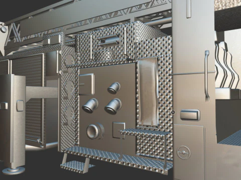 Firetruck Pierce 105 HEAVY-DUTY STEEL AERIAL LADDER Low-poly 3D Model