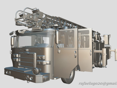 Firetruck Pierce 105 HEAVY-DUTY STEEL AERIAL LADDER Low-poly Modèle 3D