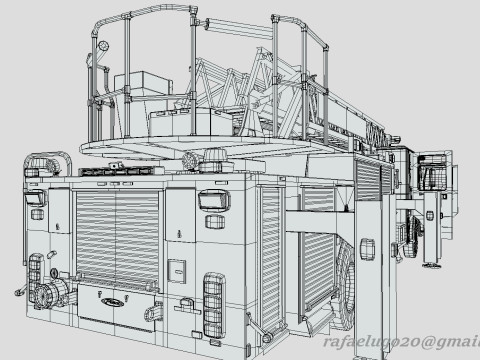 Firetruck Pierce 105 HEAVY-DUTY STEEL AERIAL LADDER Low-poly Modèle 3D
