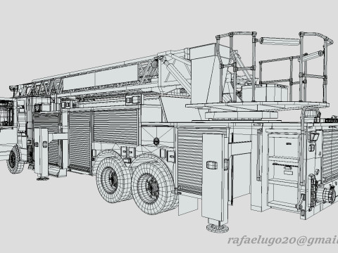 Firetruck Pierce 105 HEAVY-DUTY STEEL AERIAL LADDER Low-poly Modèle 3D
