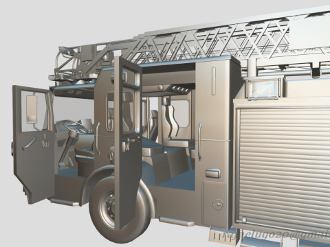 Firetruck Pierce 105 HEAVY-DUTY STEEL AERIAL LADDER Low-poly Modèle 3D
